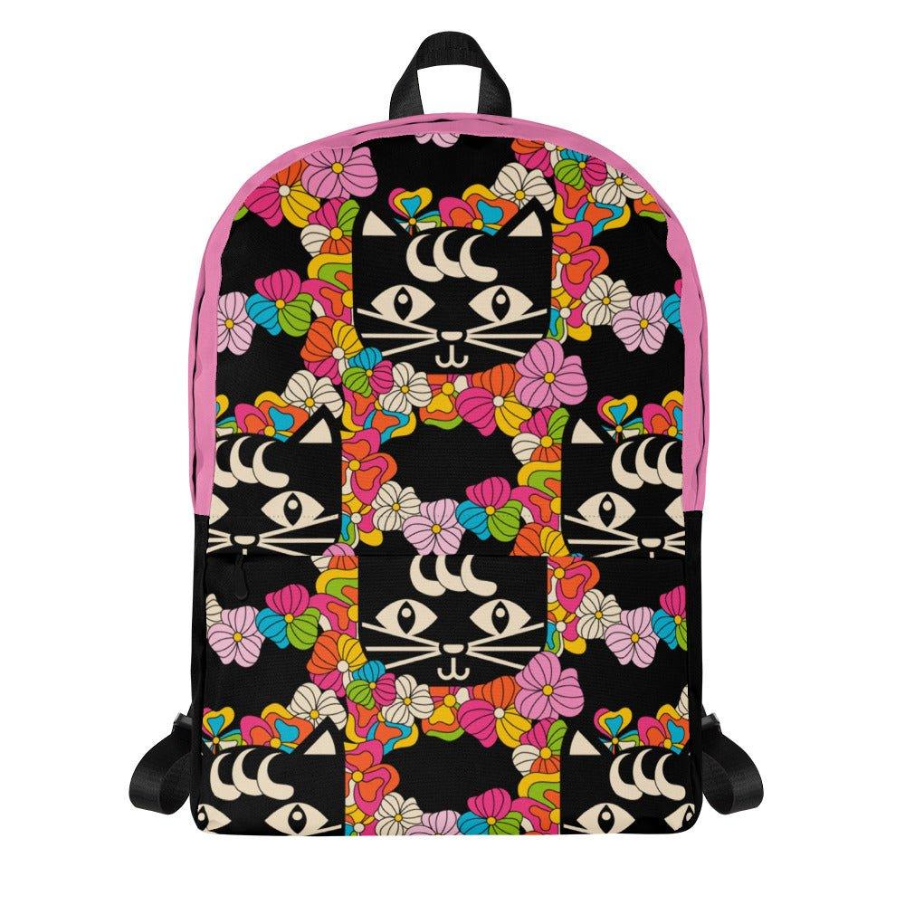 Backpack - MAGICAT black - Black cats and flowers print Default Title