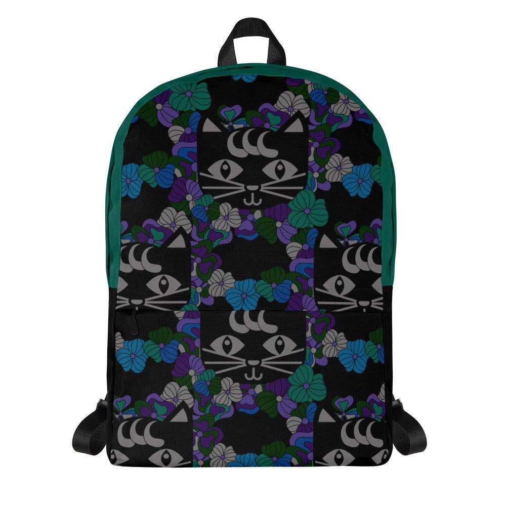 Backpack - MAGICAT mystic - Black cats and flowers print Default Title