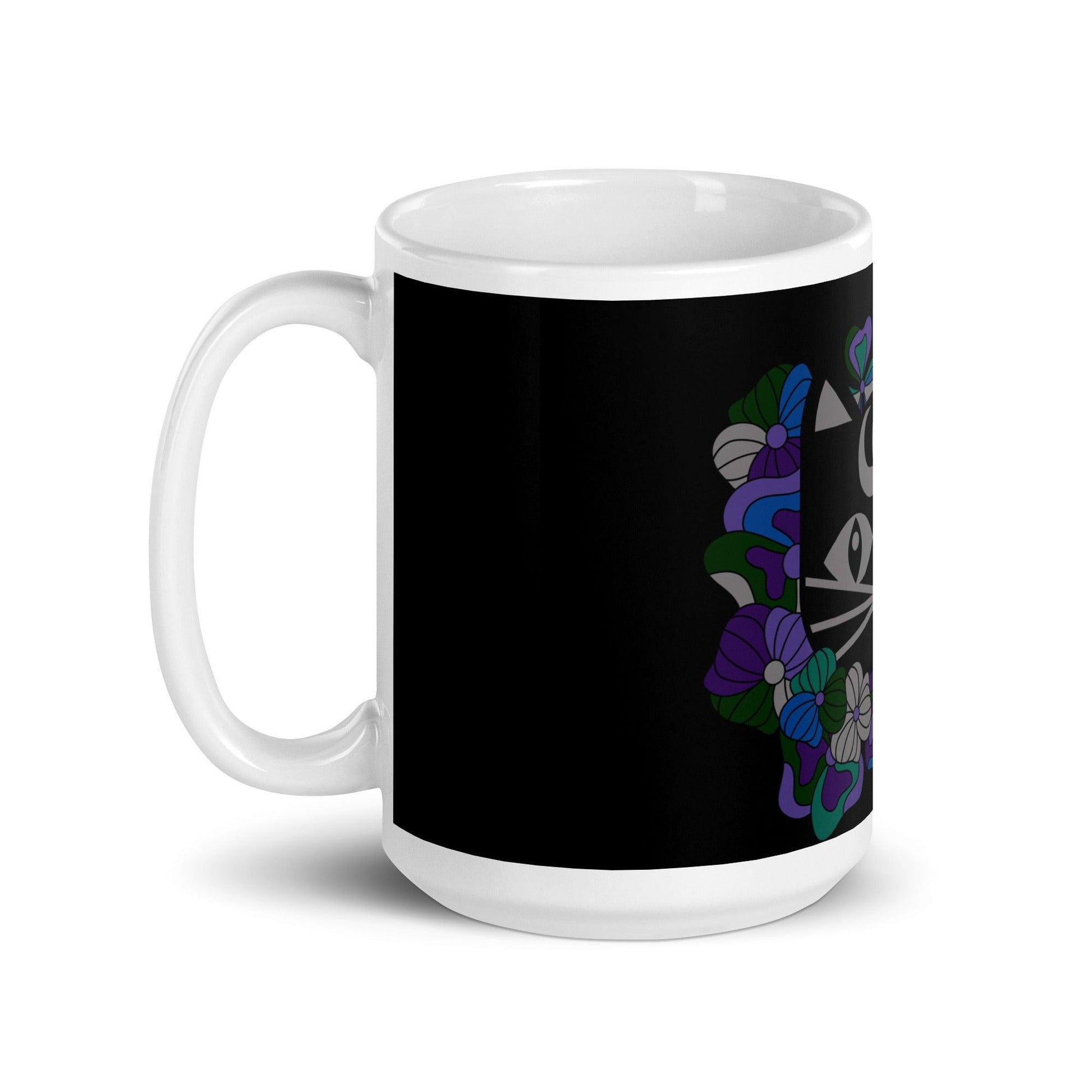 Mug - MAGICAT mystic - Black cats and flowers print