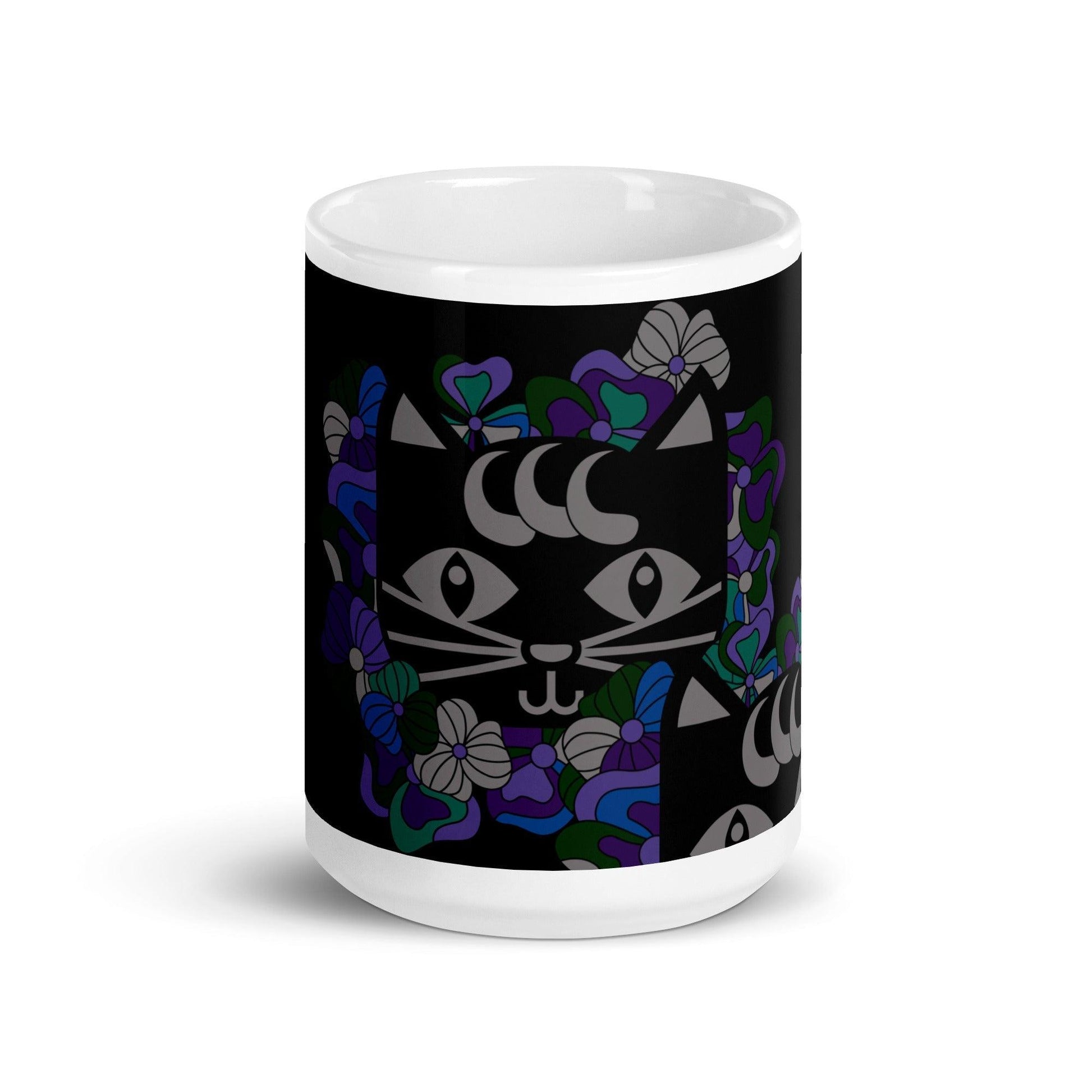 Mug - MAGICAT mystic - Black cats and flowers print