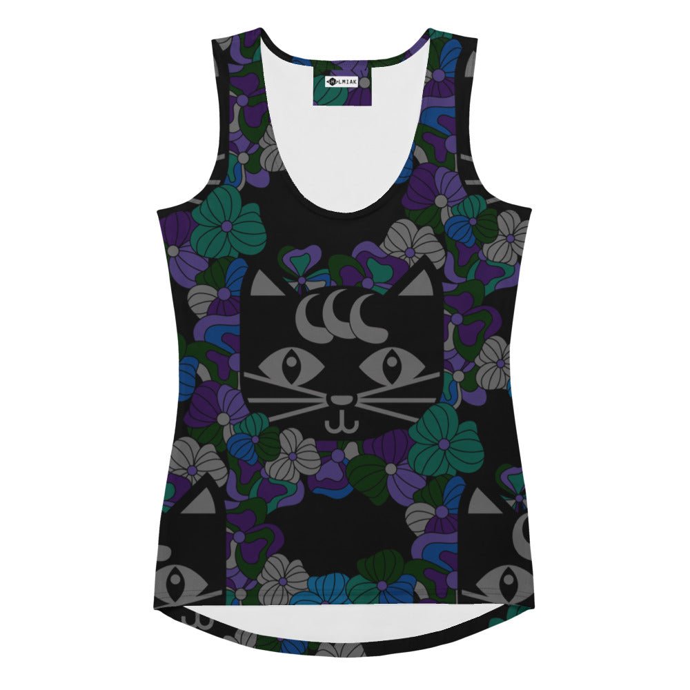 Tank top - MAGICAT mystic - Black cats and flowers print