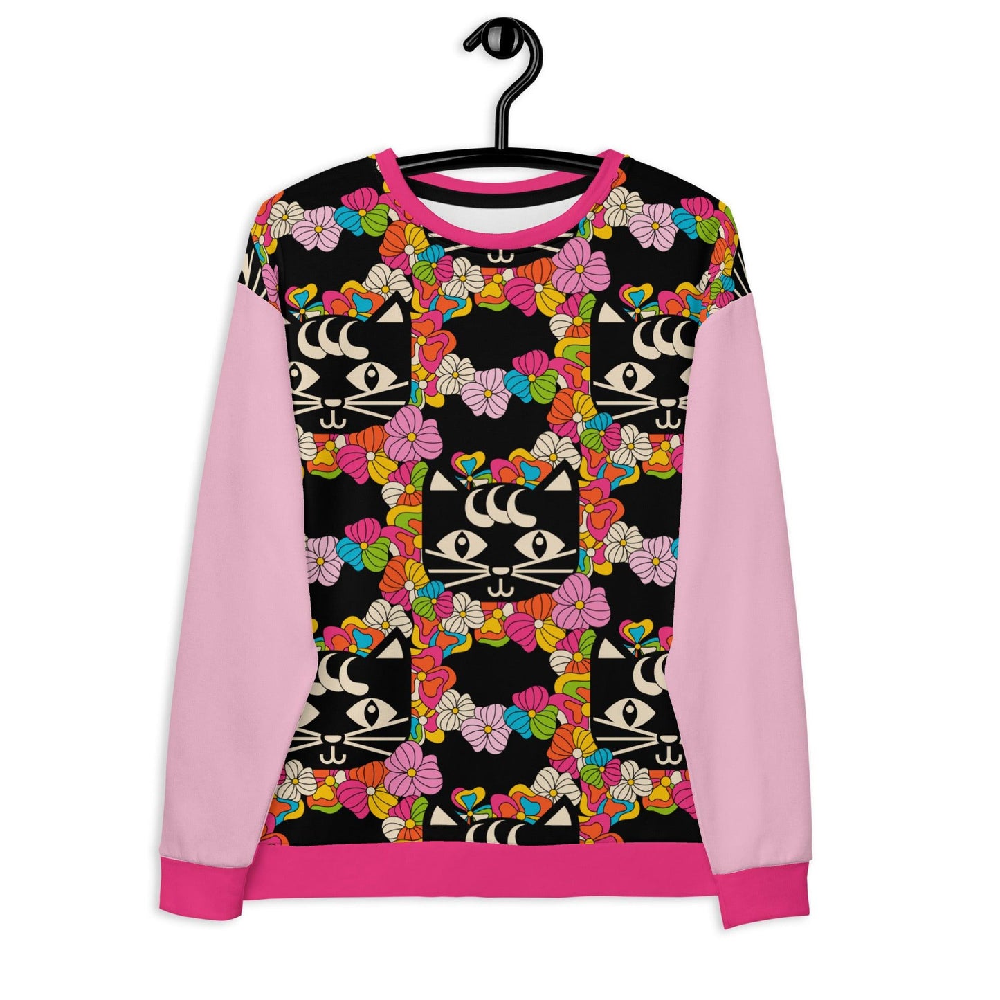 Sweatshirt - MAGICAT - Black cats and flowers print 3XL