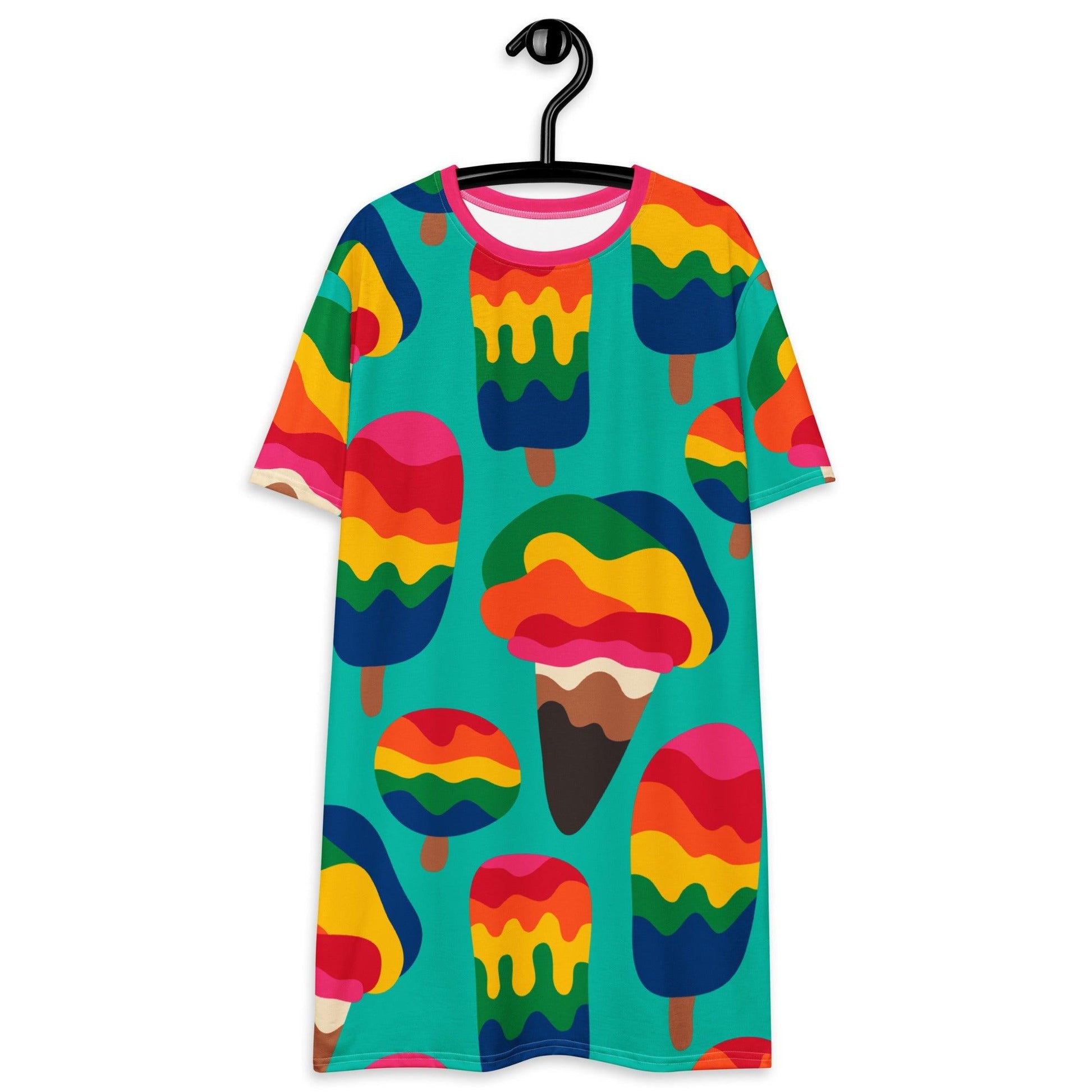 T-shirt dress - MANIC ICE mint - Bold ice cream print 6XL