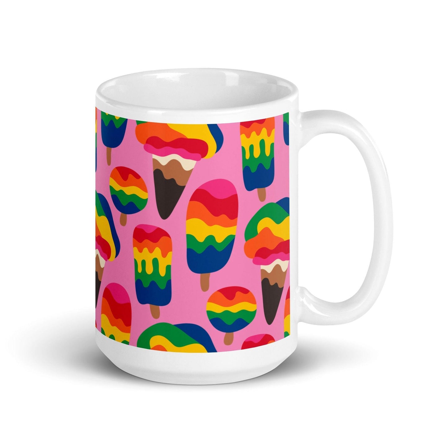 Mug - MANIC ICE pink - Bold ice cream print 15 oz