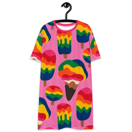 T-shirt dress - MANIC ICE pink - Bold ice cream print 6XL