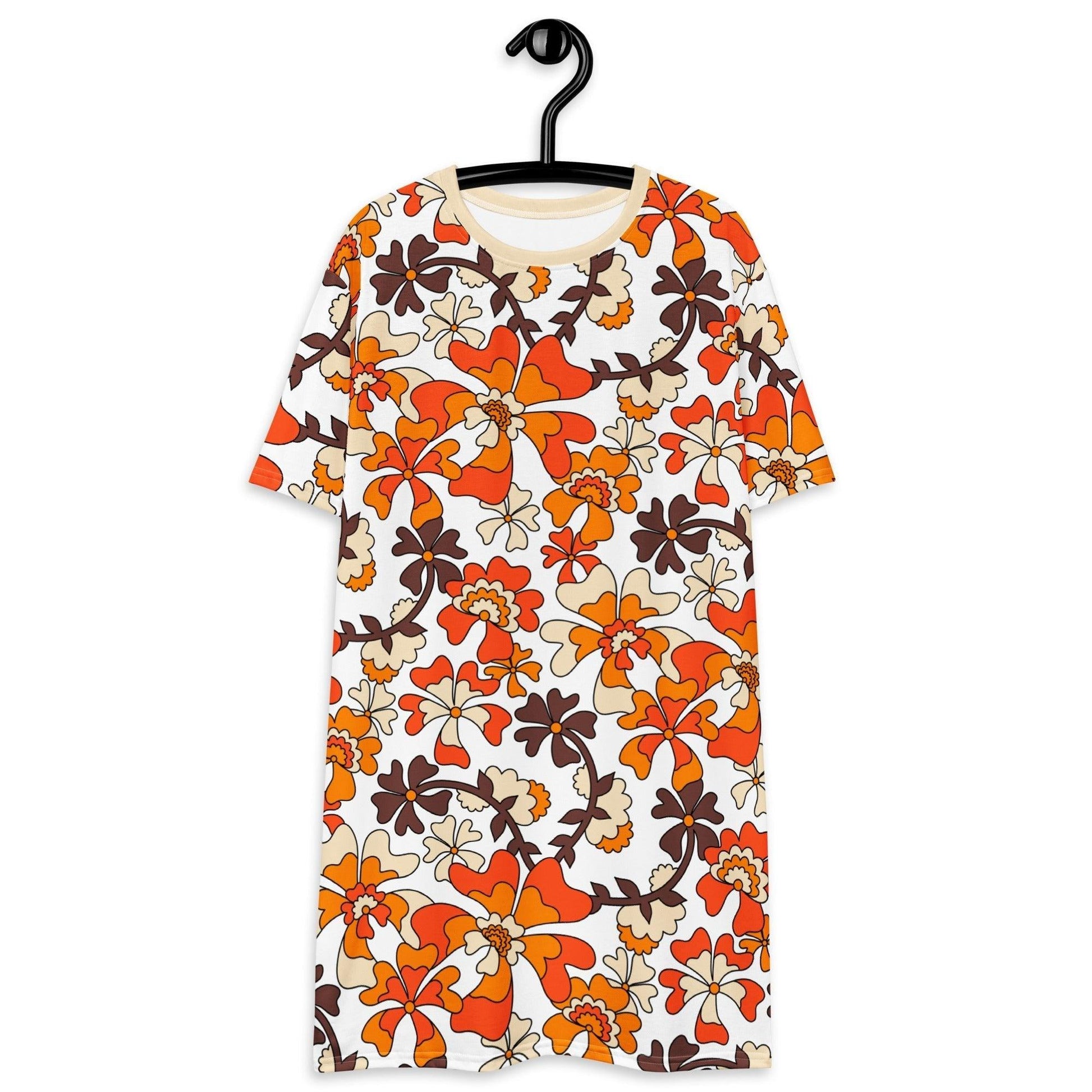 T-shirt dress - MISS PENNY orange white - Timeless floral print 6XL