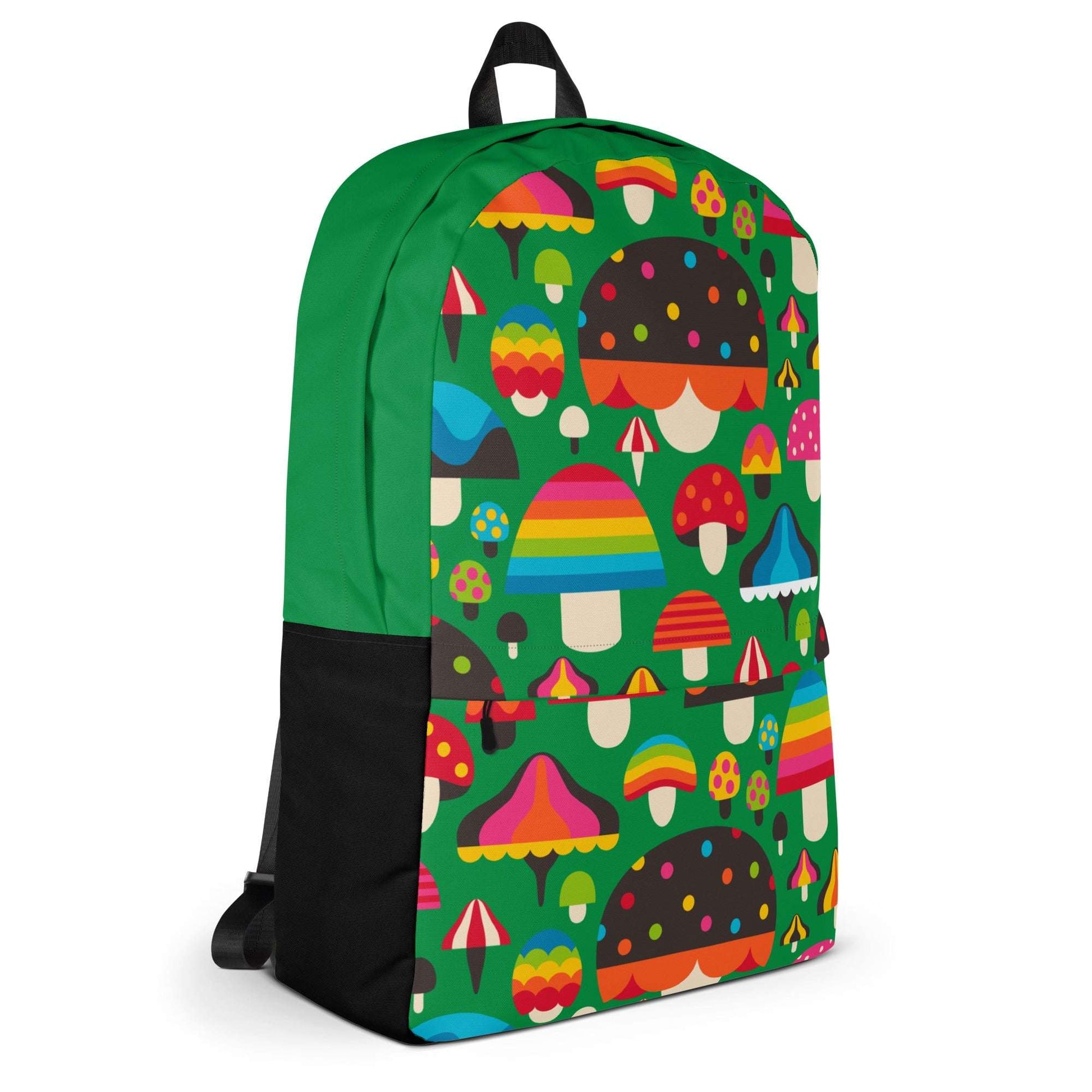 Backpack - MUSHROOM MANIA green - Colorful mushroom print