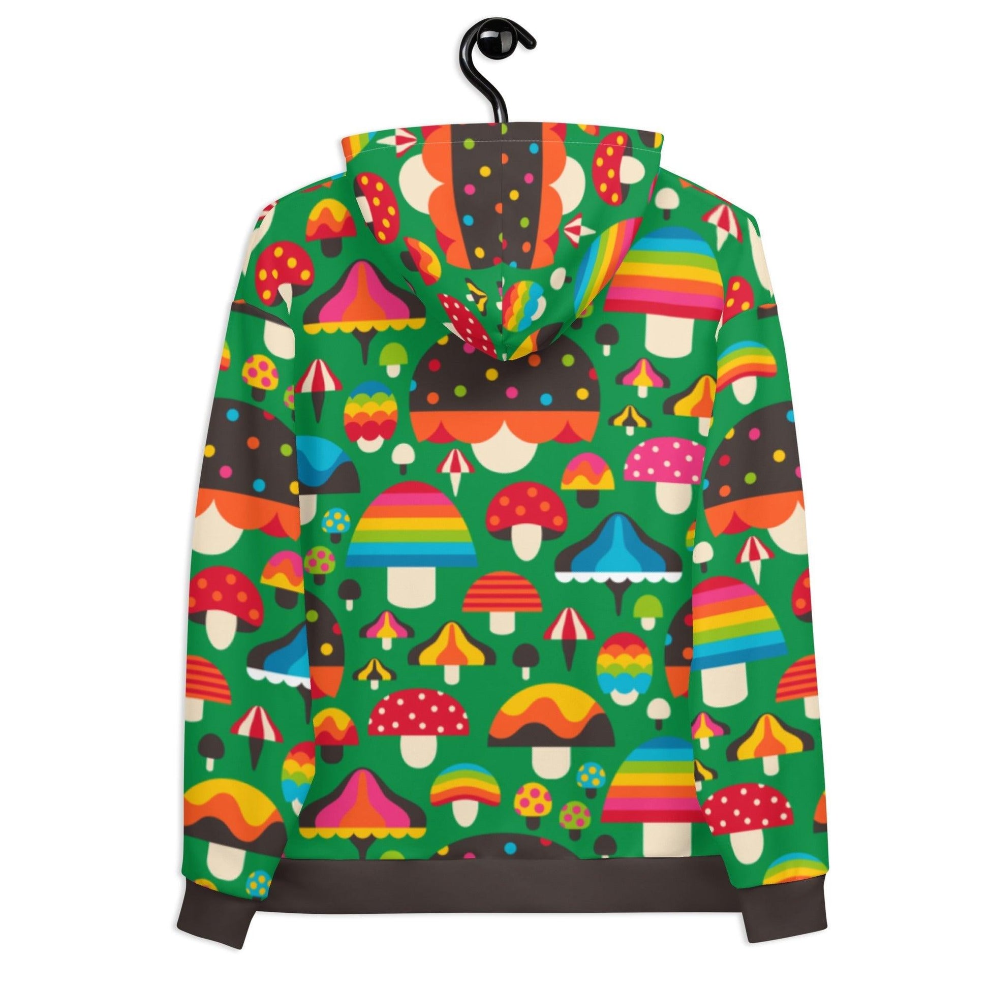Hoodie - MUSHROOM MANIA green - Colorful mushroom print