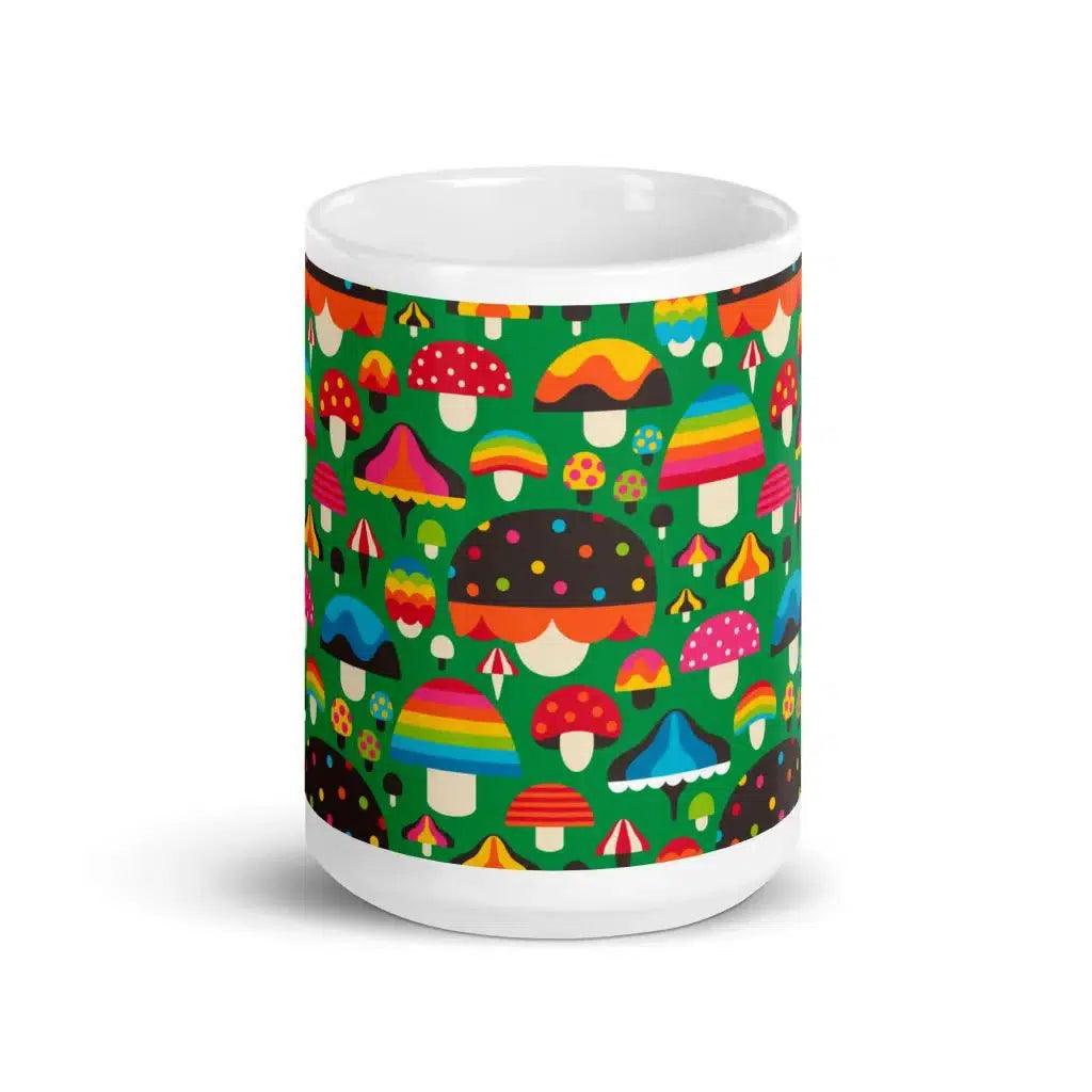 Mug - MUSHROOM MANIA green - Colorful mushroom print