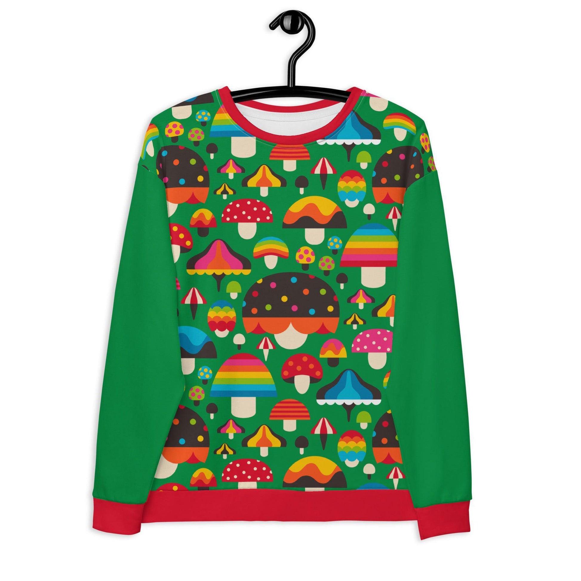 Sweatshirt - MUSHROOM MANIA green - Colorful mushroom print 3XL