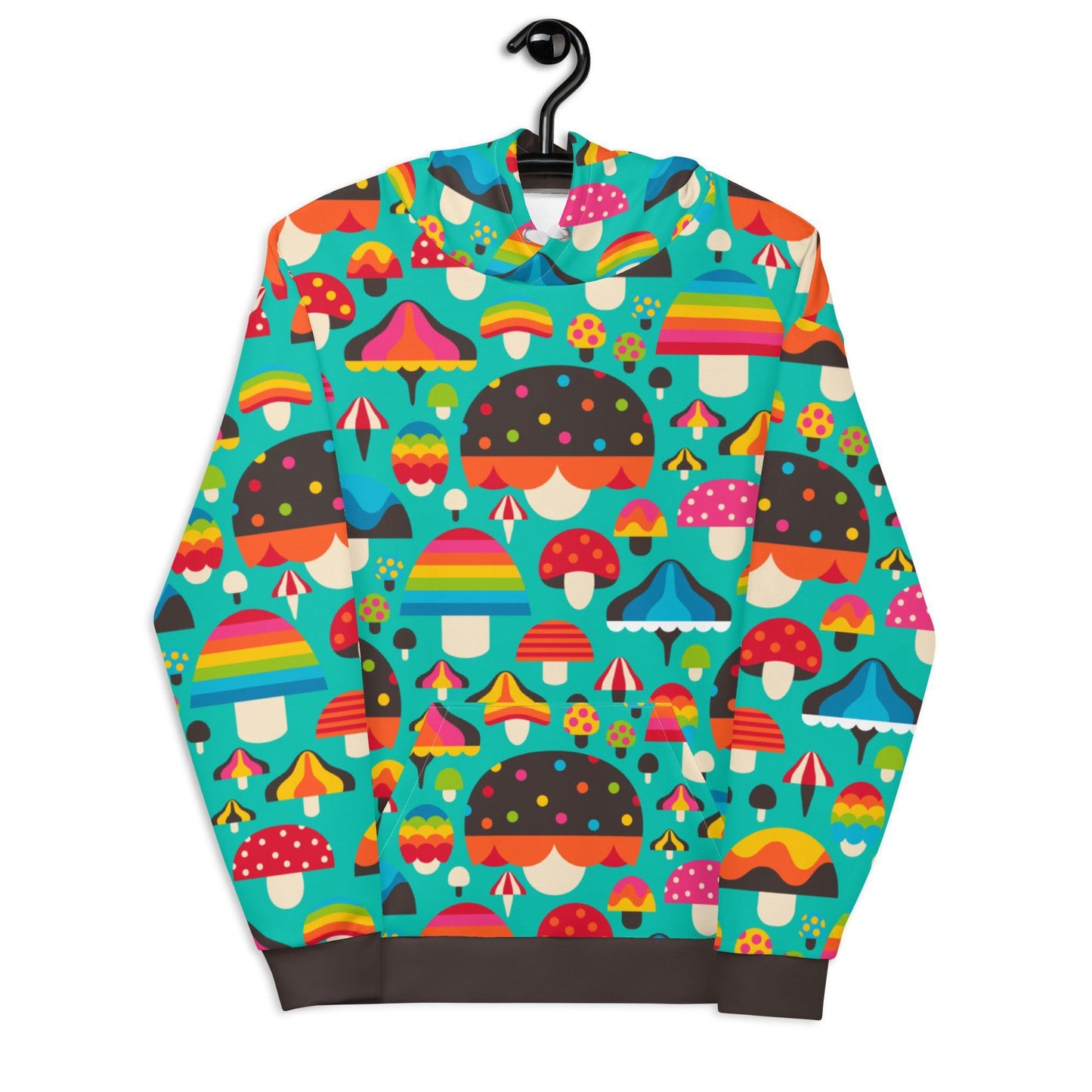 Hoodie - MUSHROOM MANIA mint - Colorful mushroom print 6XL