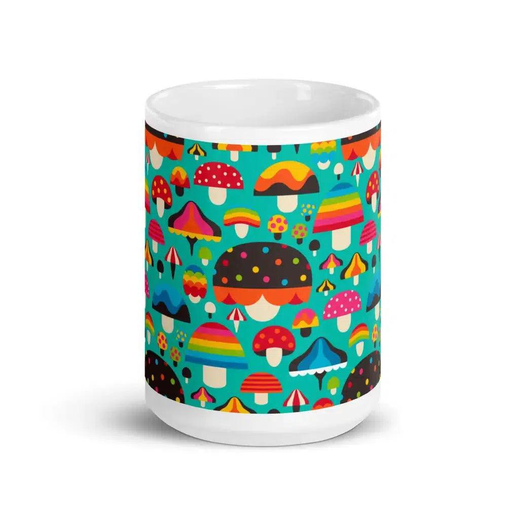 Mug - MUSHROOM MANIA mint - Colorful mushroom print