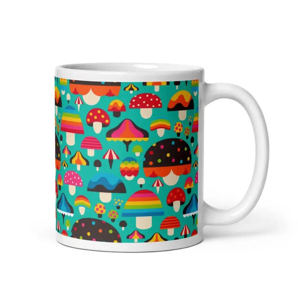 Mug - MUSHROOM MANIA mint - Colorful mushroom print