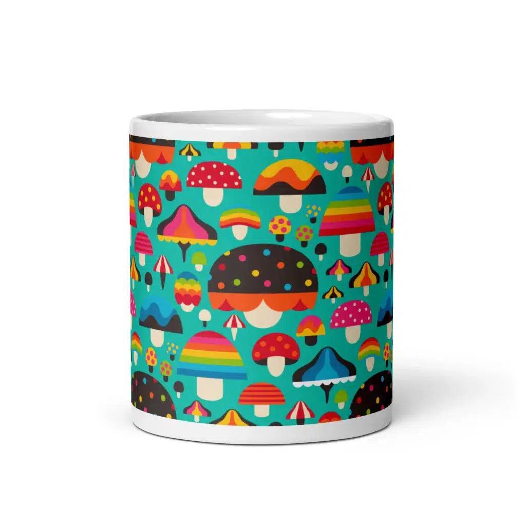 Mug - MUSHROOM MANIA mint - Colorful mushroom print