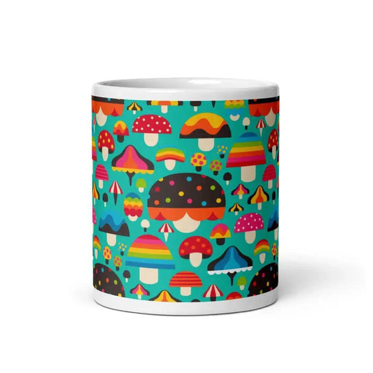 Mug - MUSHROOM MANIA mint - Colorful mushroom print