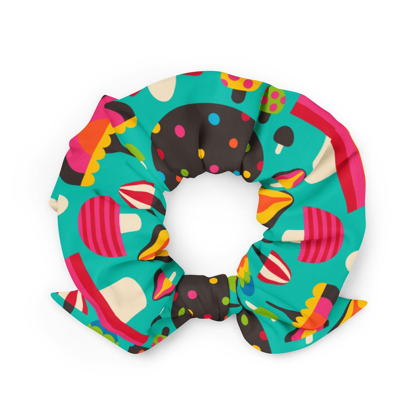 Scrunchie - MUSHROOM MANIA mint - Colorful mushroom print
