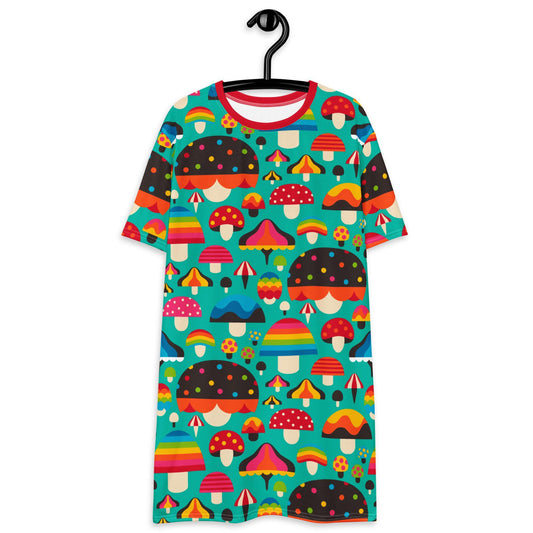 T-shirt dress - MUSHROOM MANIA mint - Colorful mushroom print 6XL