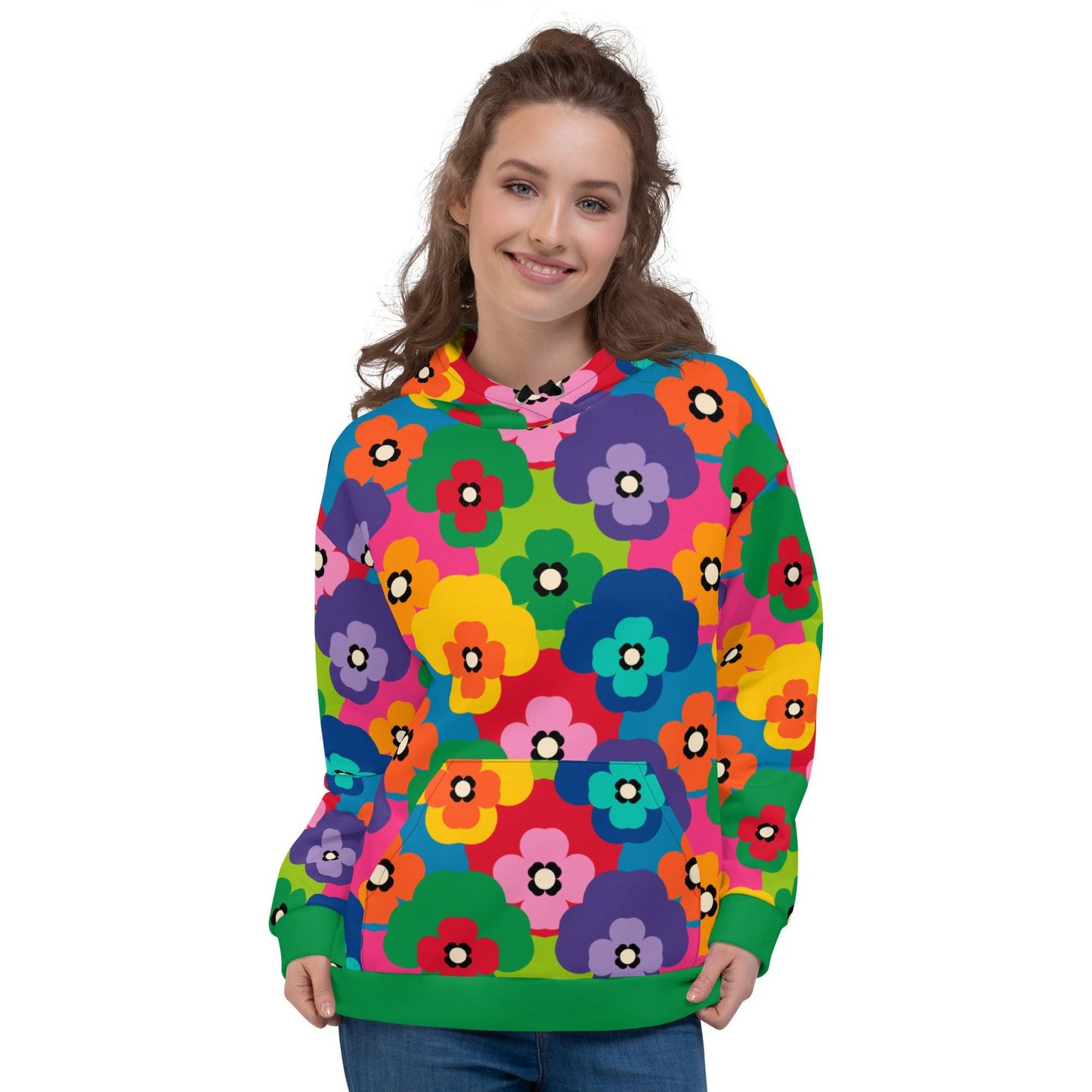 Hoodie - PANSY FAB color - Colorful pansy flower print 6XL