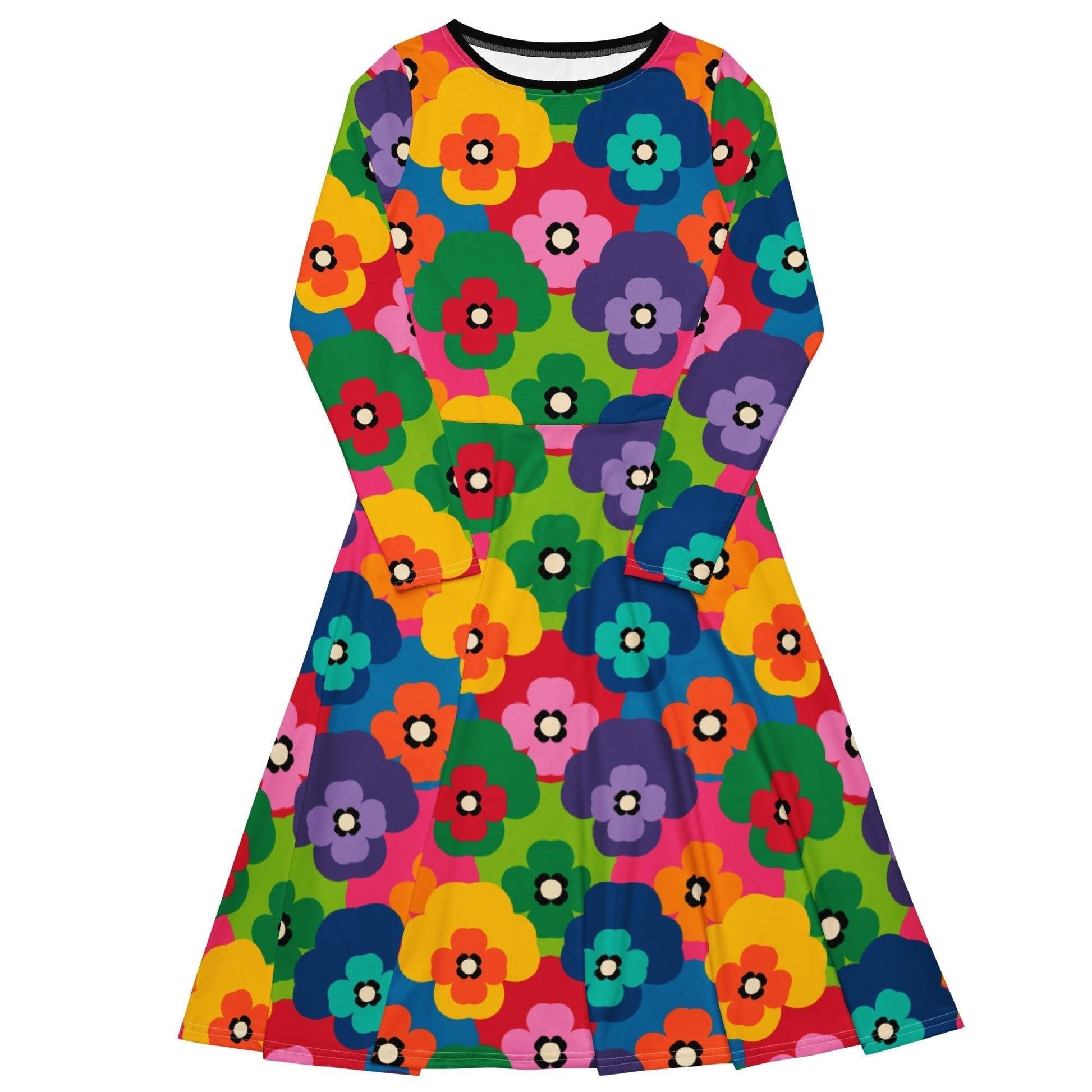 Midi dress - PANSY FAB - Colorful pansy flower print