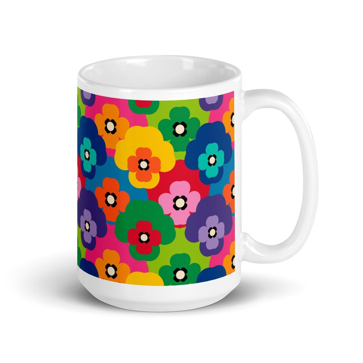 Mug - PANSY FAB - Colorful pansy flower print 15oz