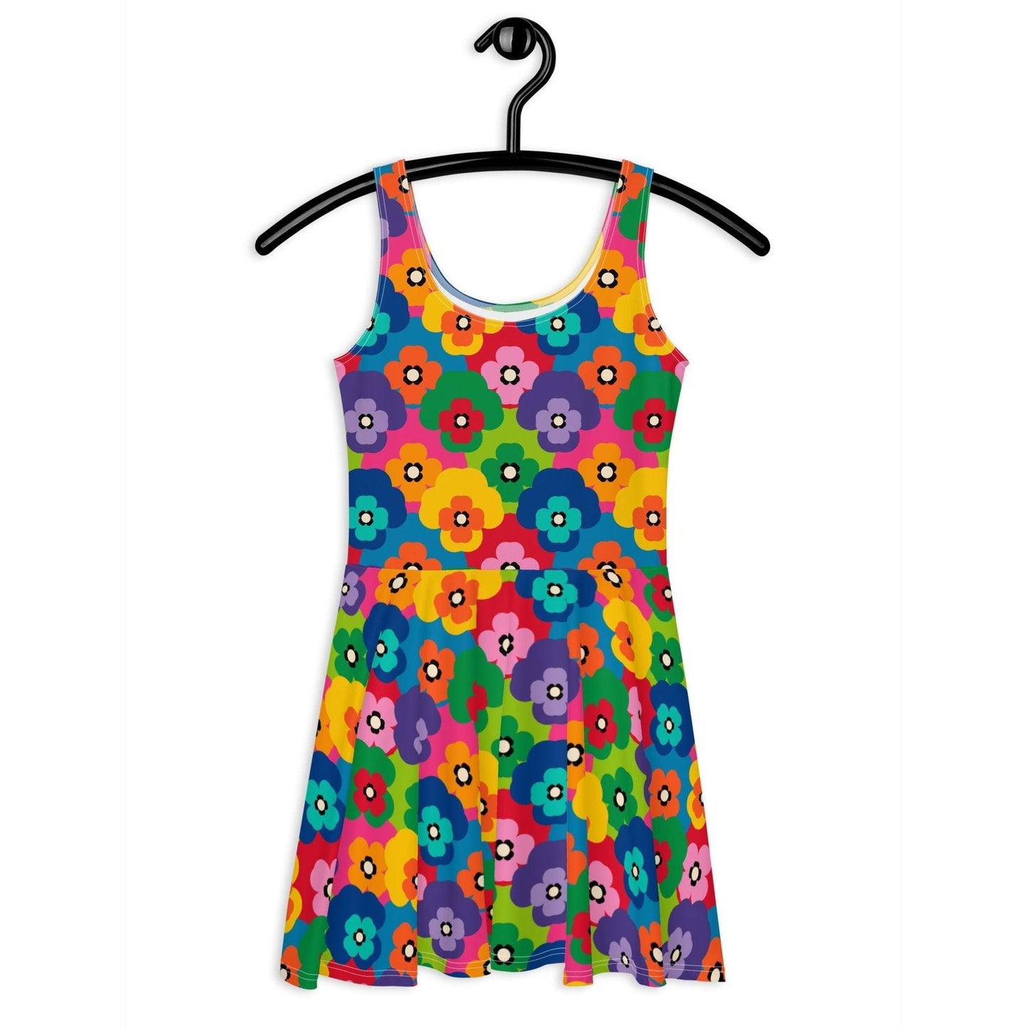 Skater dress - PANSY FAB - Colorful pansy flower print 3XL