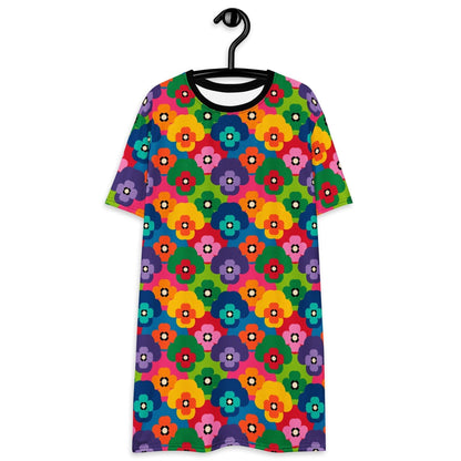 T-shirt dress - PANSY FAB - Colorful pansy flower print 6XL