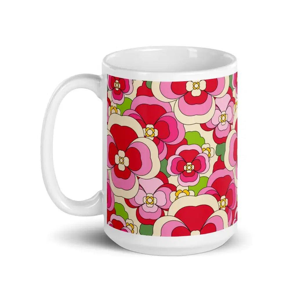 Mug - PANSY FANTASY pink - Retro pansy print