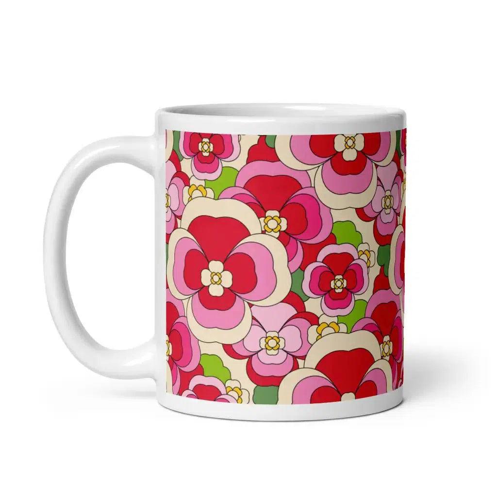 Mug - PANSY FANTASY pink - Retro pansy print