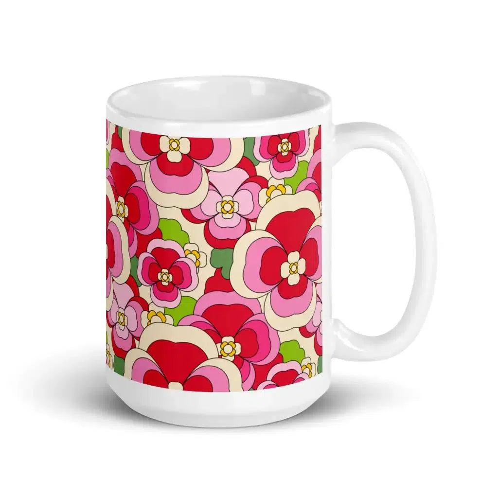 Mug - PANSY FANTASY pink - Retro pansy print