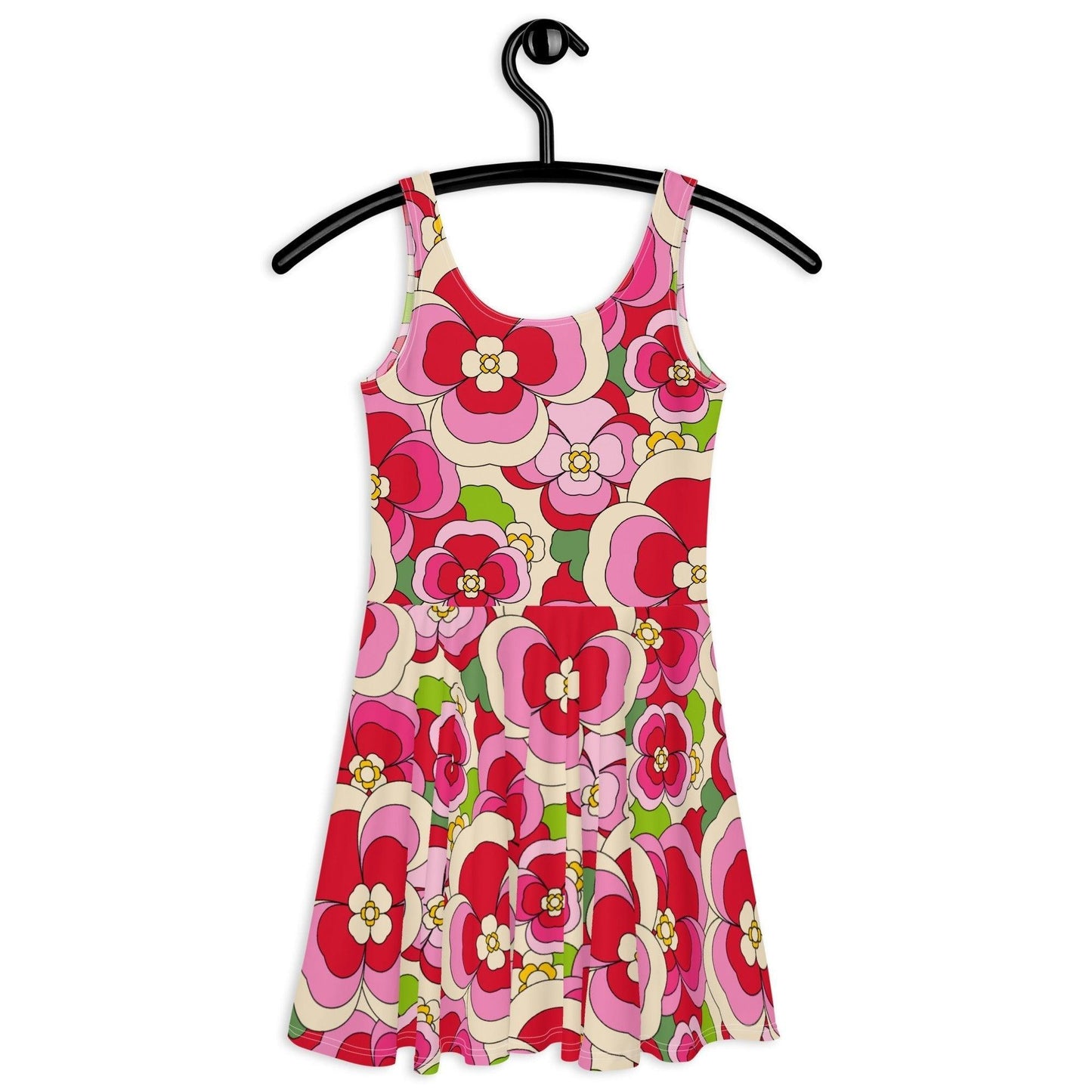 Skater dress - PANSY FANTASY pink - Retro pansy print