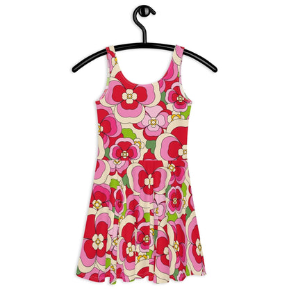 Skater dress - PANSY FANTASY pink - Retro pansy print