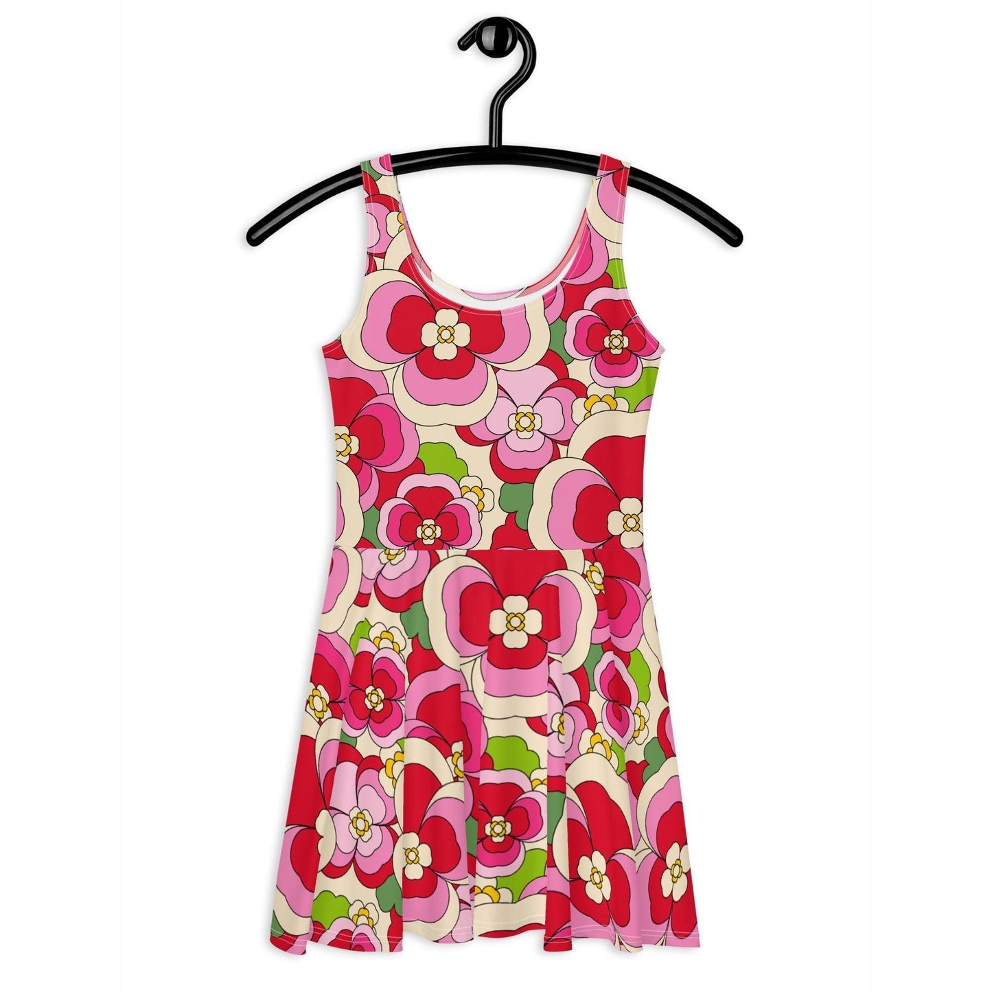 Skater dress - PANSY FANTASY pink - Retro pansy print 3XL