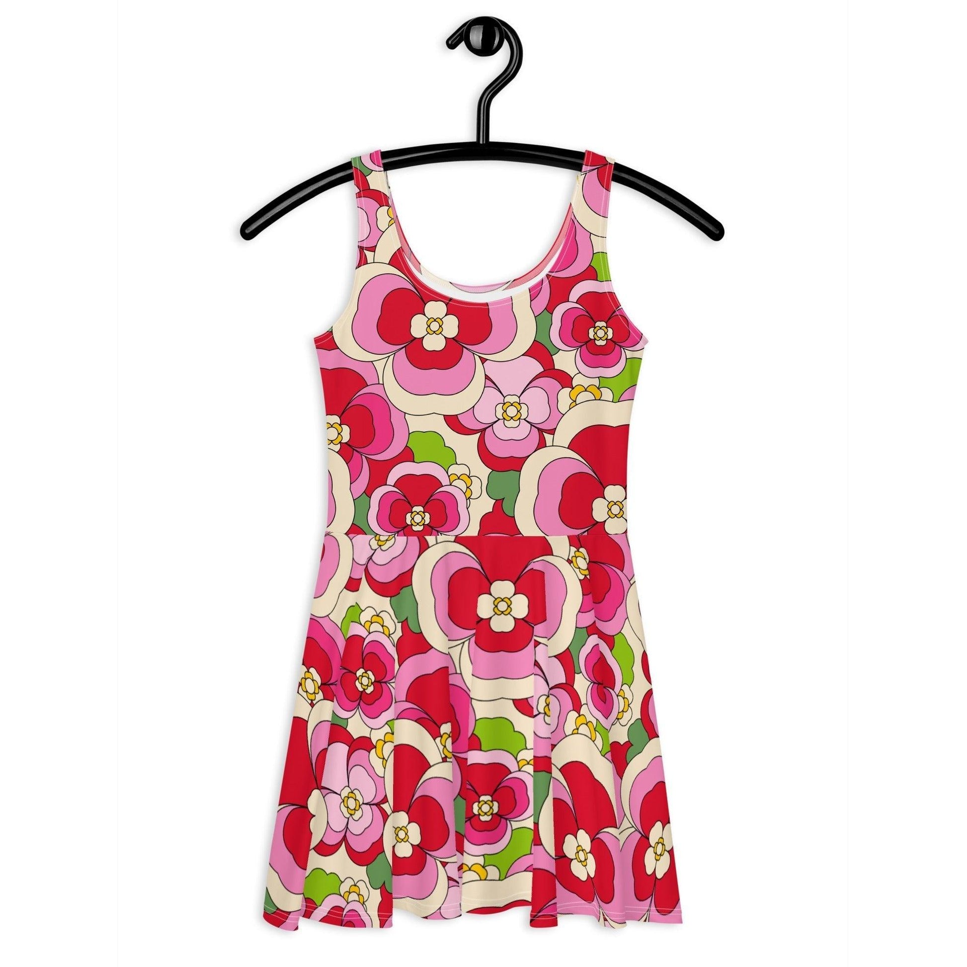 Skater dress - PANSY FANTASY pink - Retro pansy print 3XL