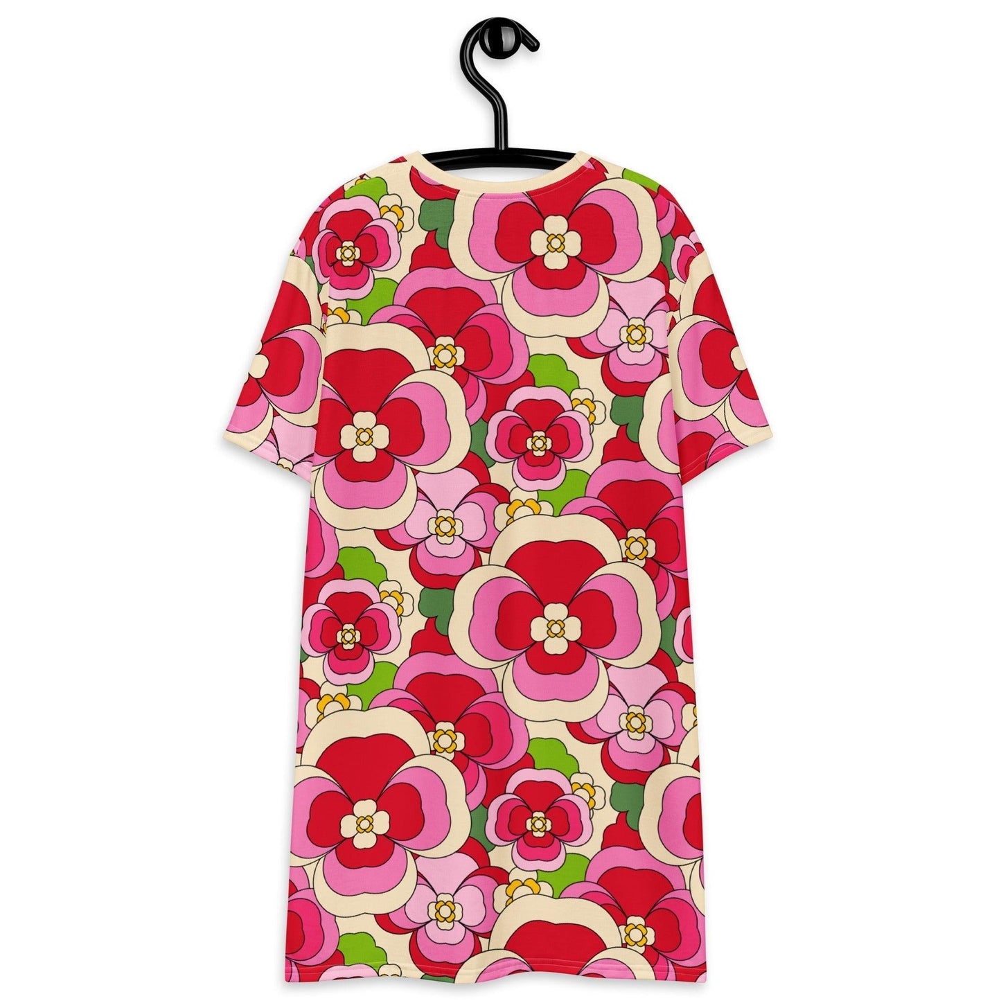 T-shirt dress - PANSY FANTASY pink - Retro pansy print