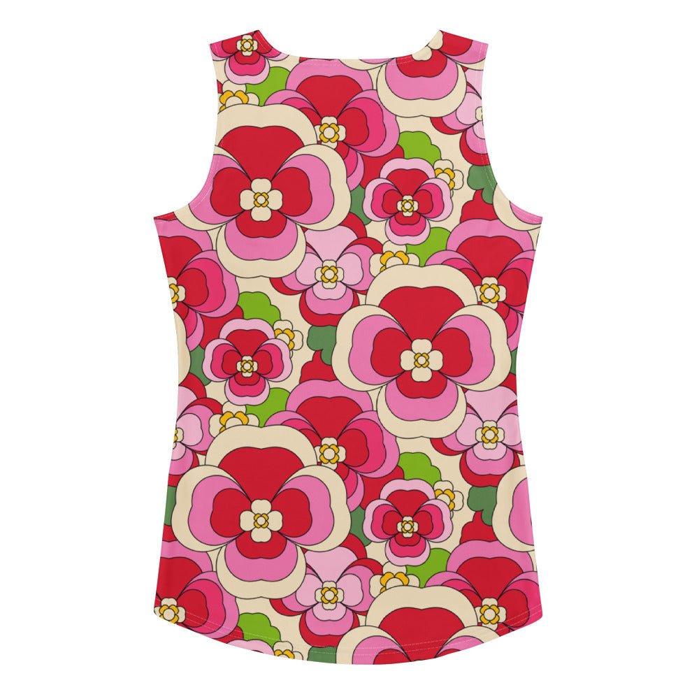 Tank top - PANSY FANTASY pink - Retro pansy print XL