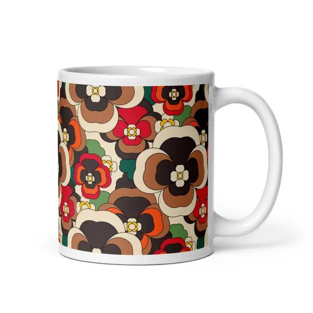 Mug - PANSY FANTASY retro - Retro pansy print