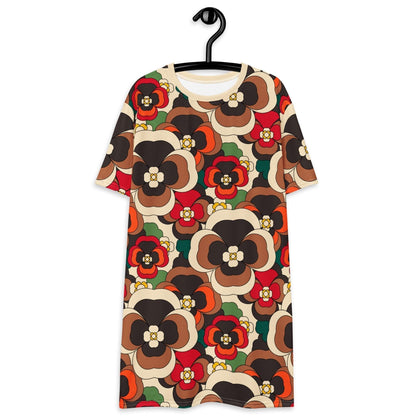 T-shirt dress - PANSY FANTASY retro - Retro pansy print 6XL