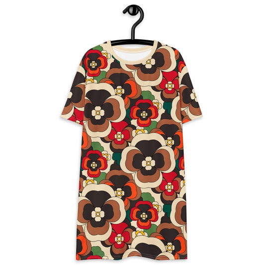 T-shirt dress - PANSY FANTASY retro - Retro pansy print 6XL