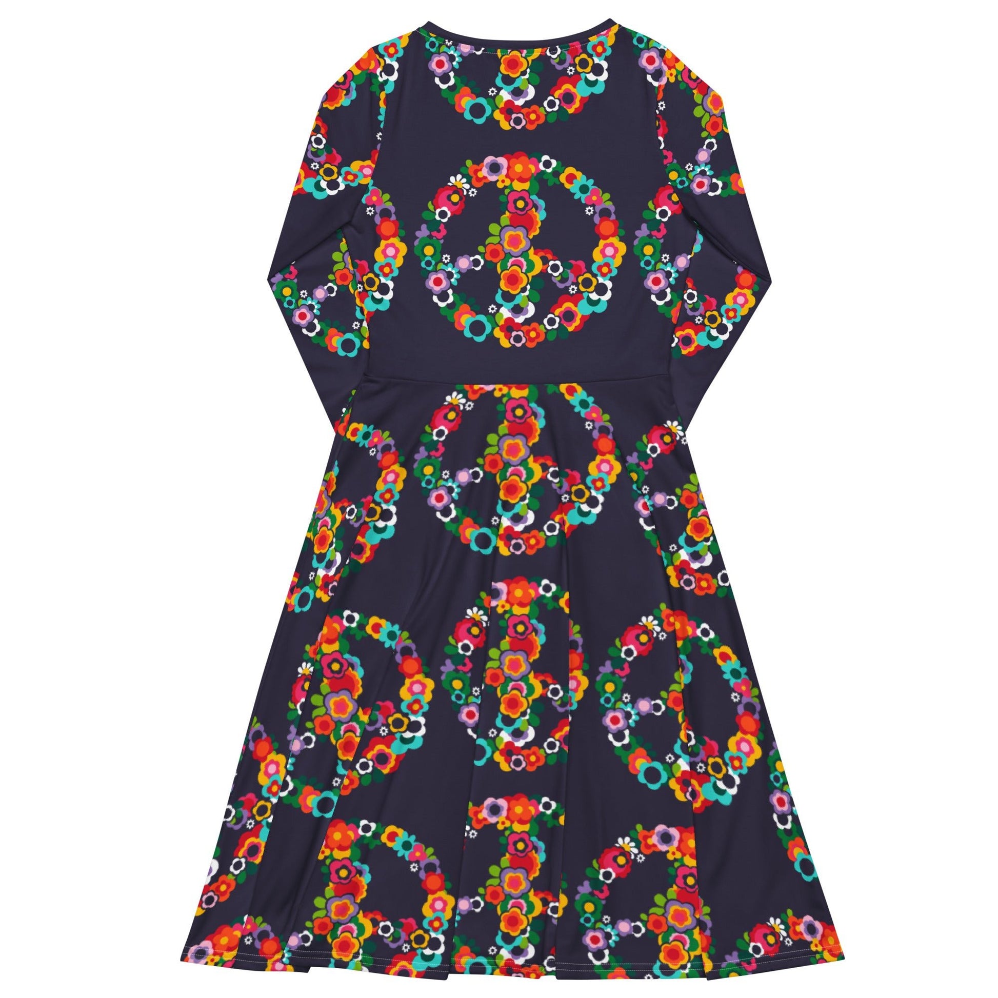 Midi dress - PEACE BLOSSOMS - Floral peace symbol print