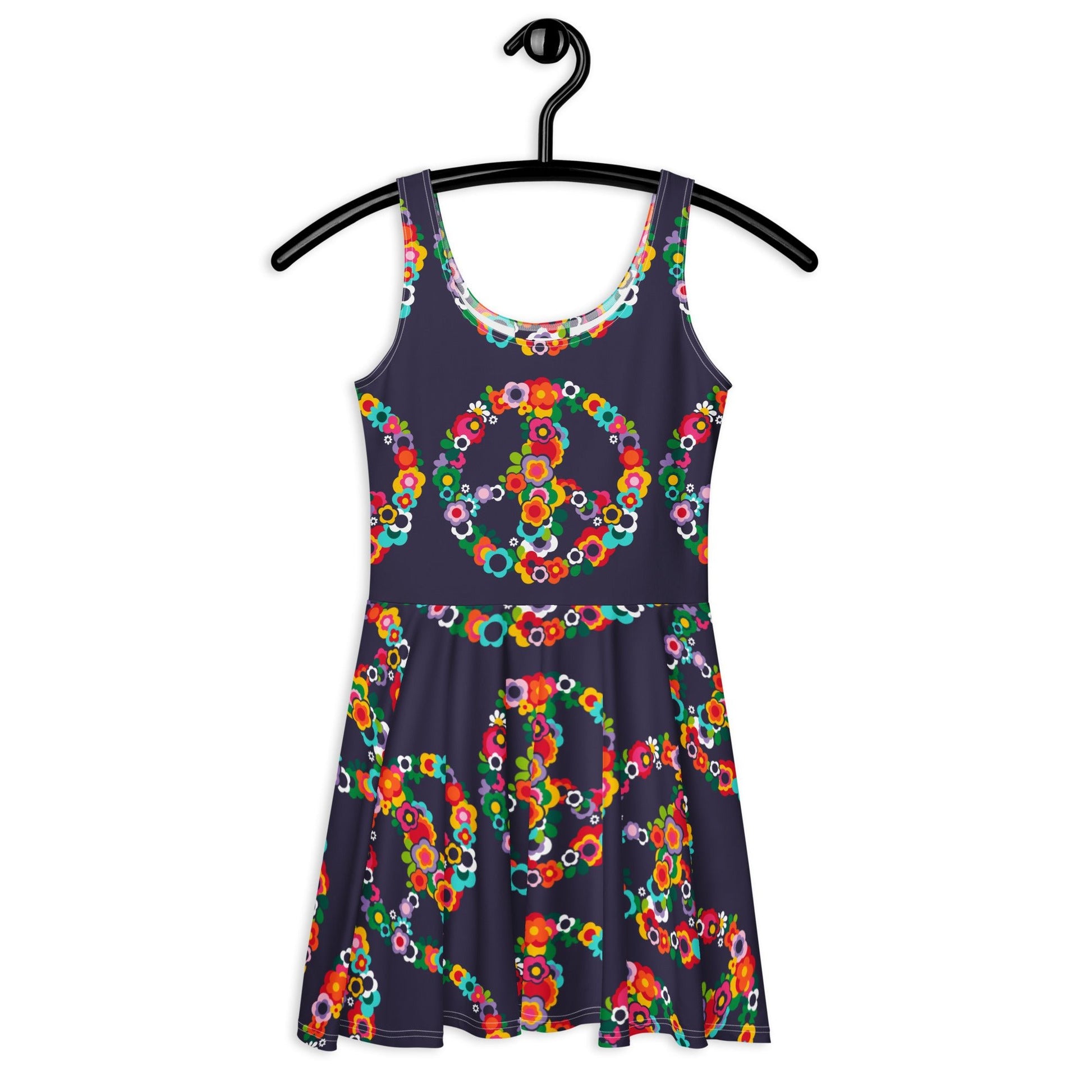 Skater dress - PEACE BLOSSOMS - Floral peace symbol print 3XL