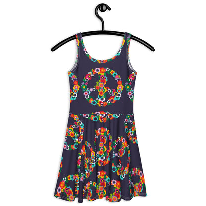 Skater dress - PEACE BLOSSOMS - Floral peace symbol print