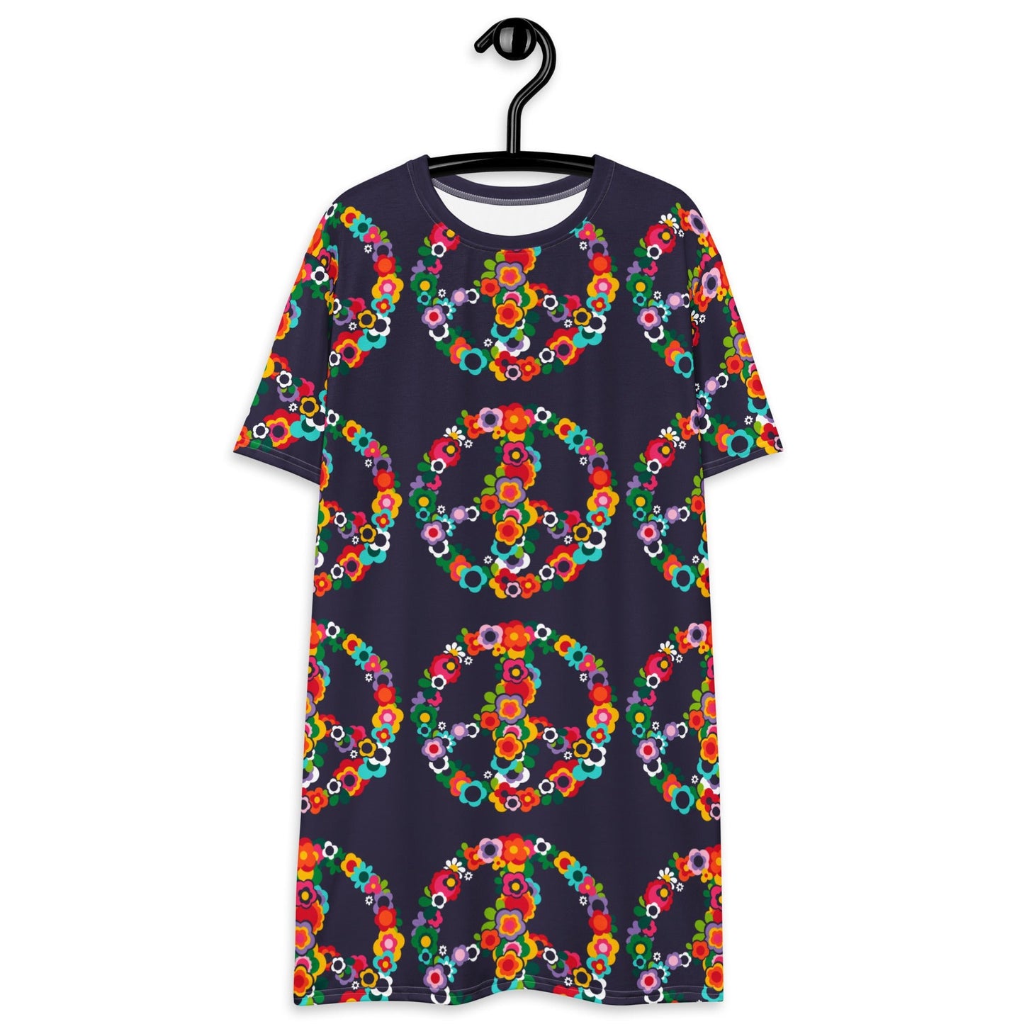 T-shirt dress - PEACE BLOSSOMS - Floral peace symbol print 6XL