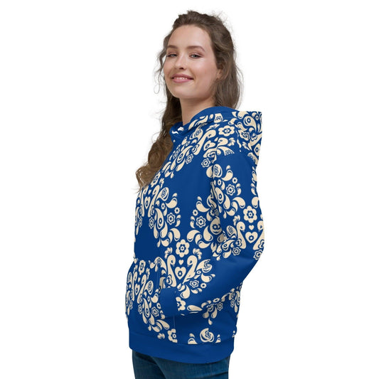 Hoodie - PEACOCK LOVE blue - Glorious peacock print