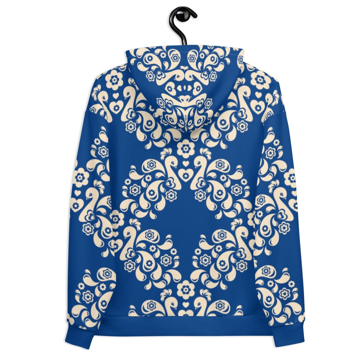 Hoodie - PEACOCK LOVE blue - Glorious peacock print