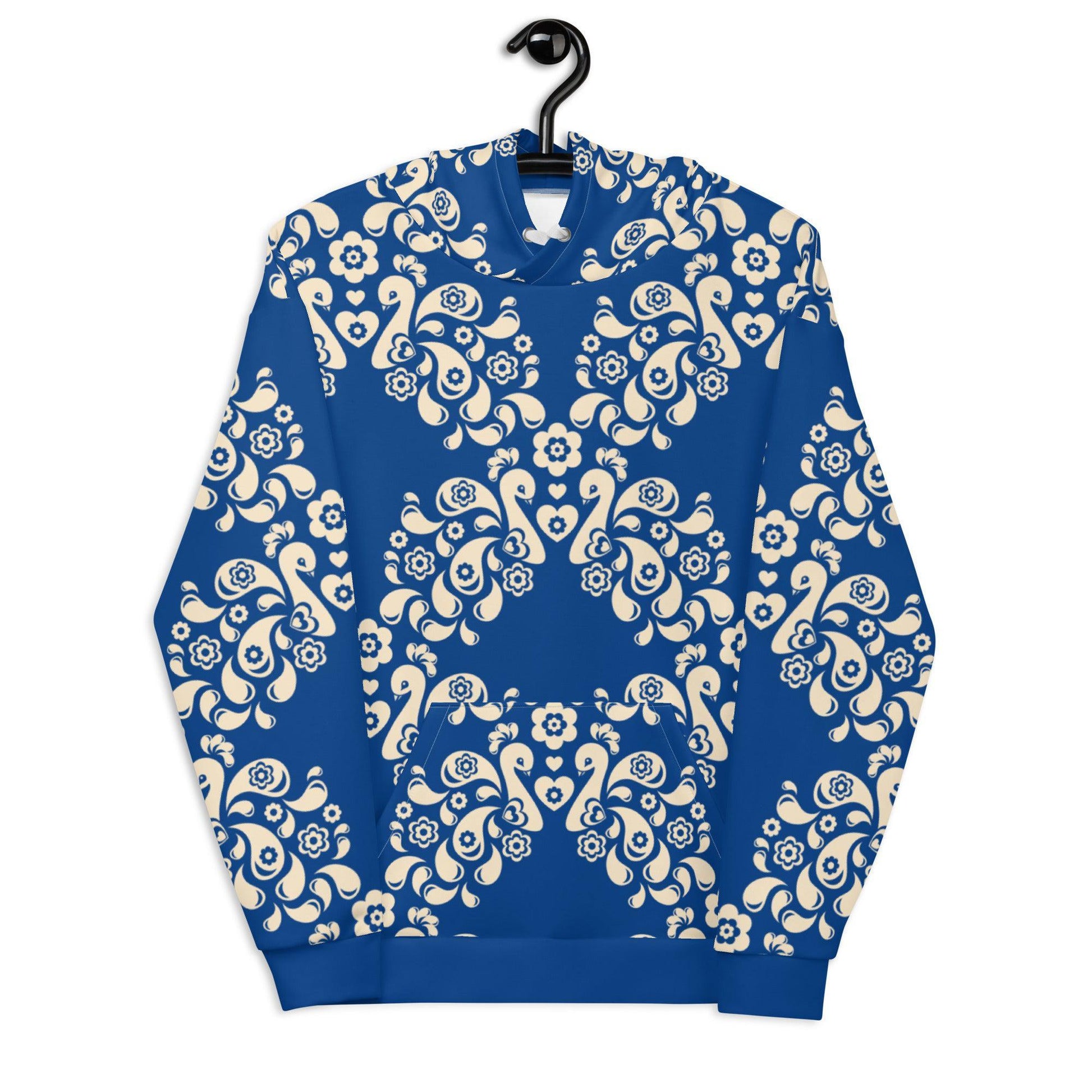 Hoodie - PEACOCK LOVE blue - Glorious peacock print 6XL