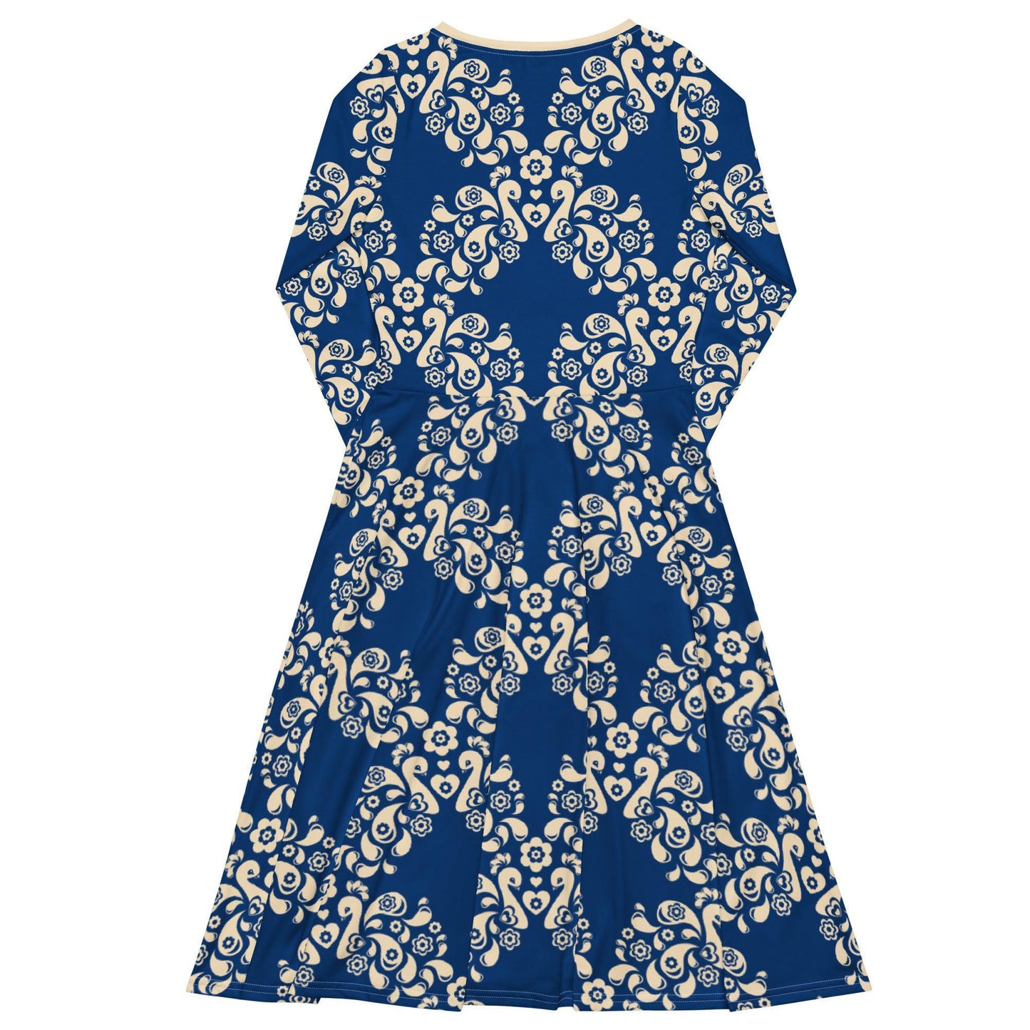 Midi dress - PEACOCK LOVE blue - Glorious peacock print