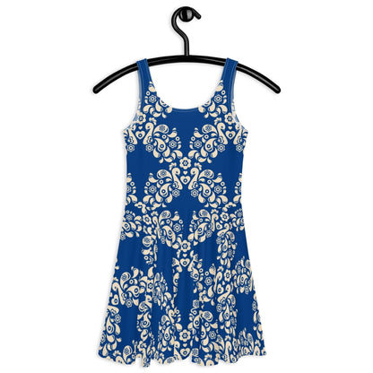 Skater dress - PEACOCK LOVE blue - Glorious peacock print