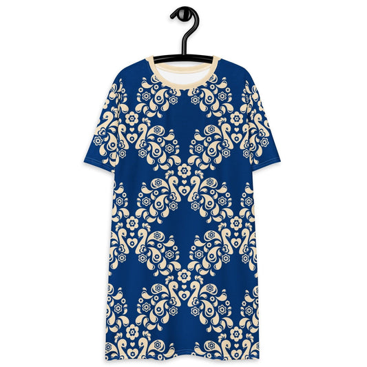 T-shirt dress - PEACOCK LOVE blue - Glorious peacock print 6XL