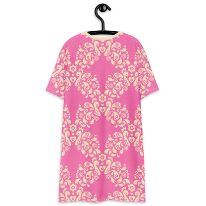 T-shirt dress - PEACOCK LOVE pink - Glorious peacock print