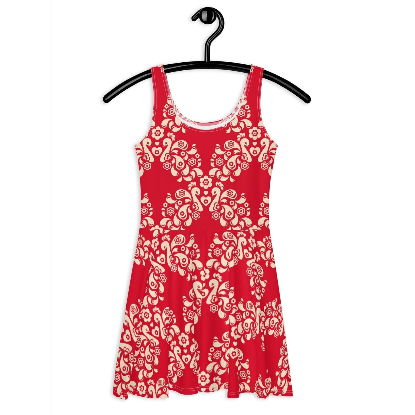 Skater dress - PEACOCK LOVE red - Glorious peacock print 3XL
